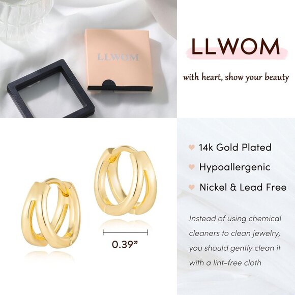 Minimalist 14K Gold Huggie Hoop Earrings For Women's - Picture 6 of 6